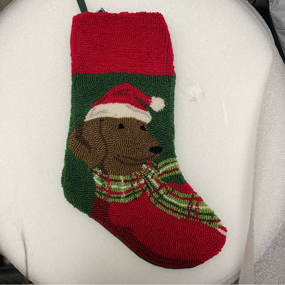 C&F Home Hooked Needlepoint Christmas Stocking Wiener Dog Dachshund NWT